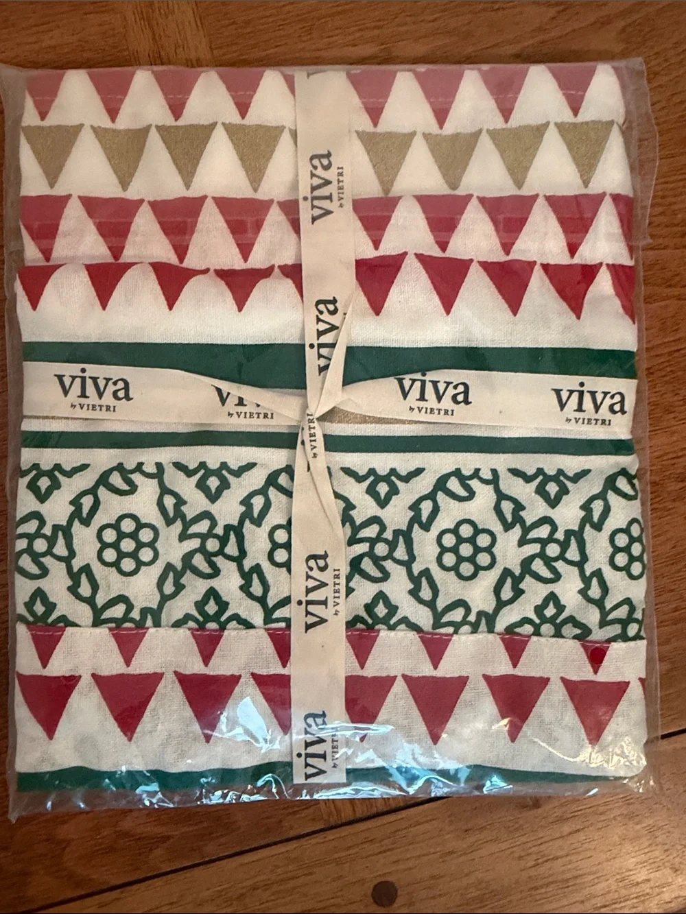 Viva by Vietri Green/Gold Bohemian Linen Apron